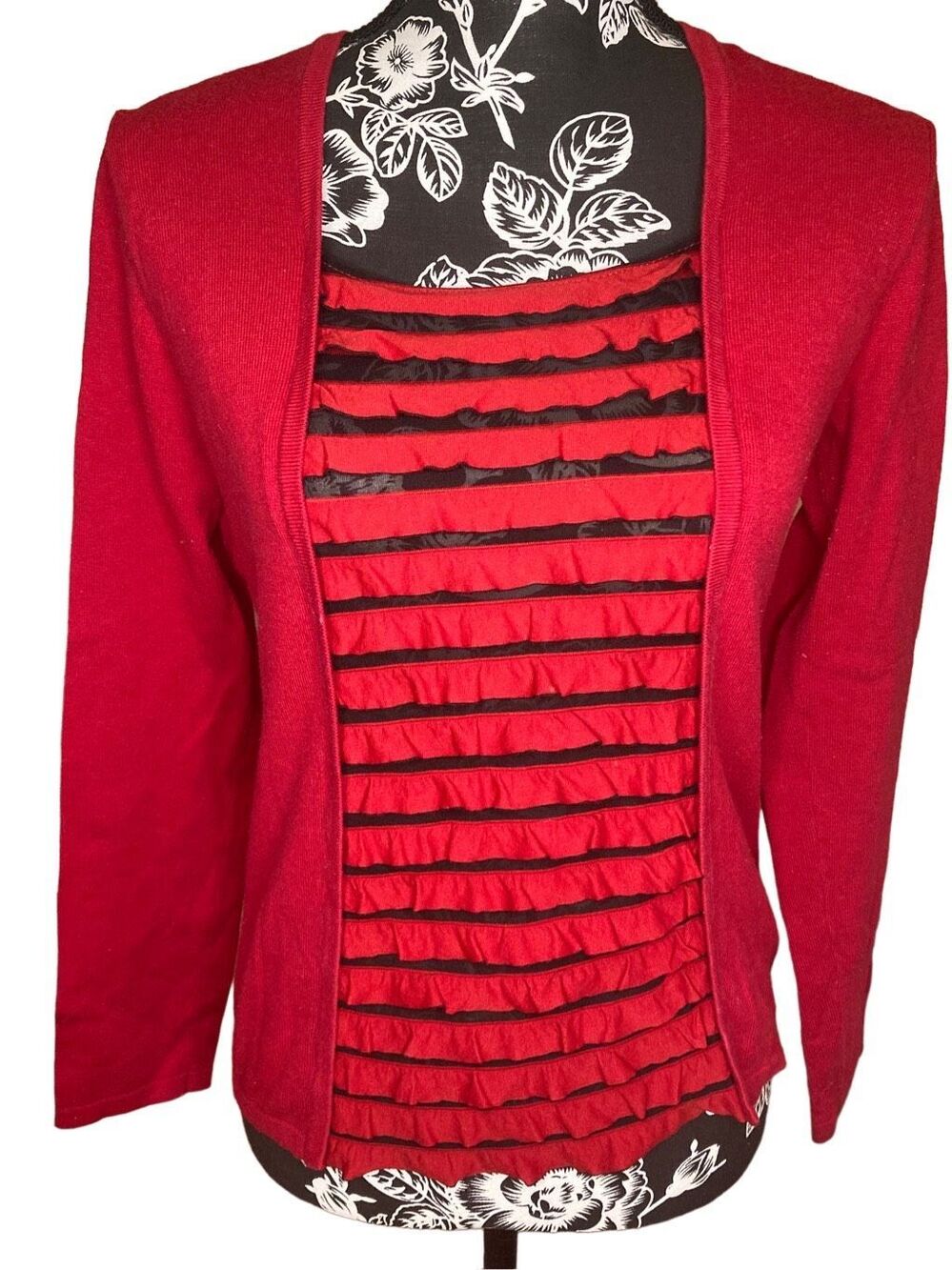 Notations Ruffled Sweater Striped Winter Everyday Work Office Professional